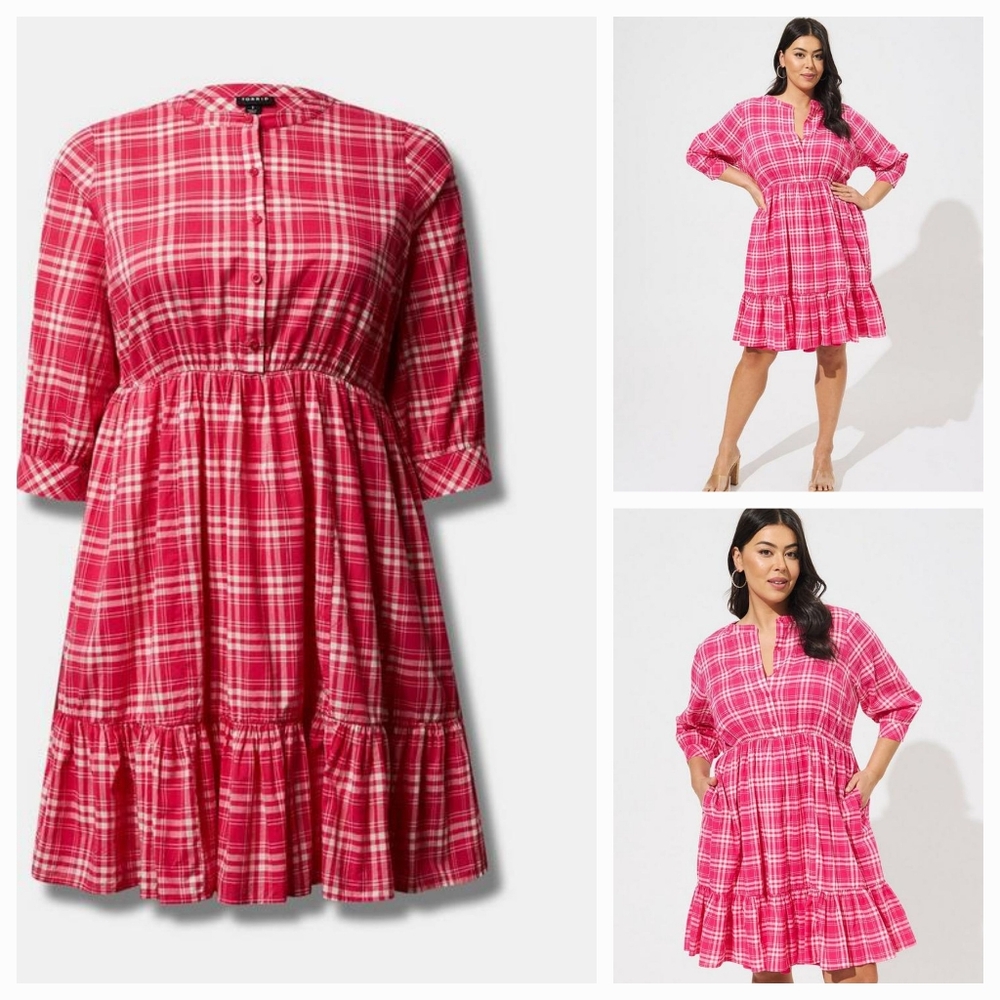 Torrid Plaid Mandarin Collar Dress